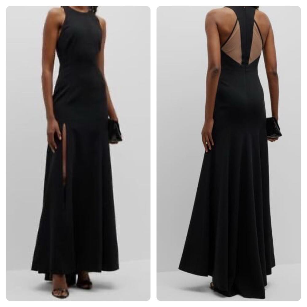 Toccin NY Women's‎ Black Racer Sleeveless Thigh-Slit Gown Dress Size 0